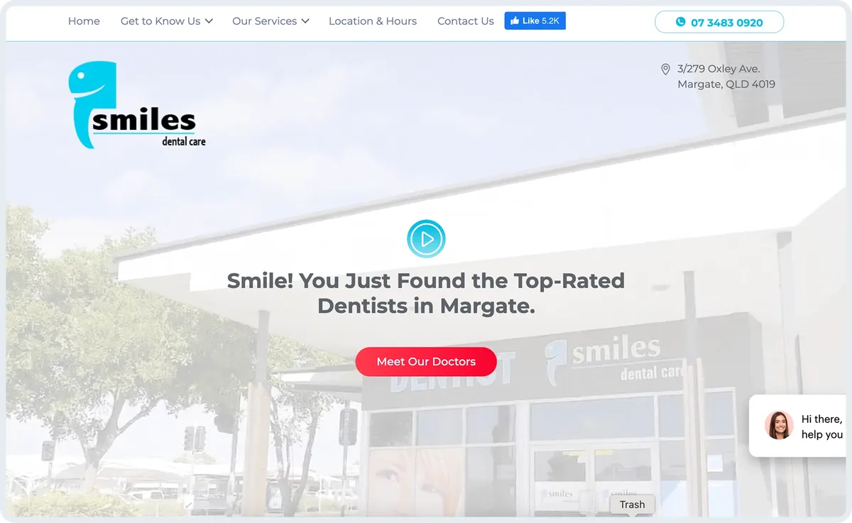Smiles Dental Care website homepage